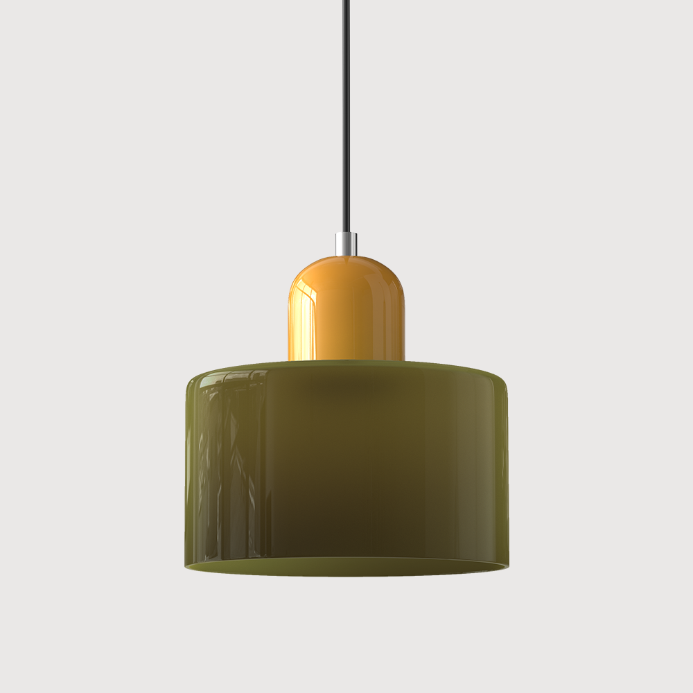 Suspension Bauhaus en Verre Coloré - Hauteur Ajustable