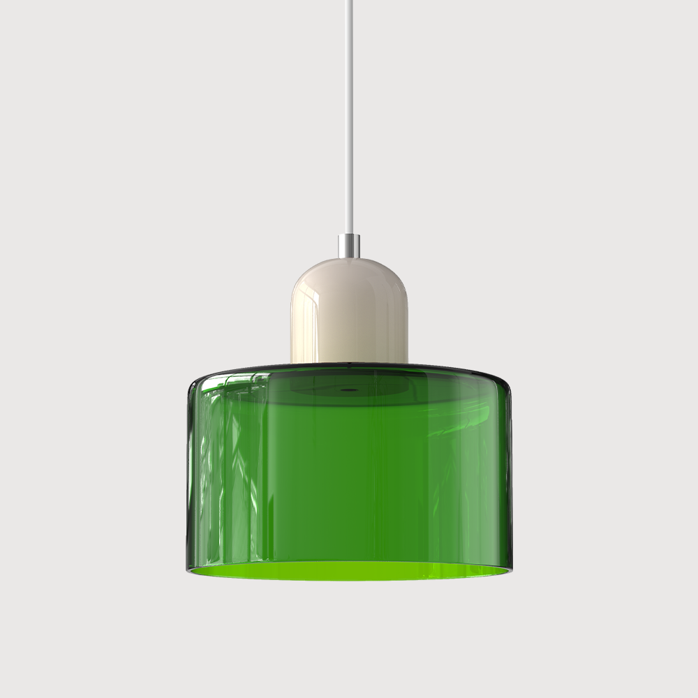 Suspension Bauhaus en Verre Coloré - Hauteur Ajustable