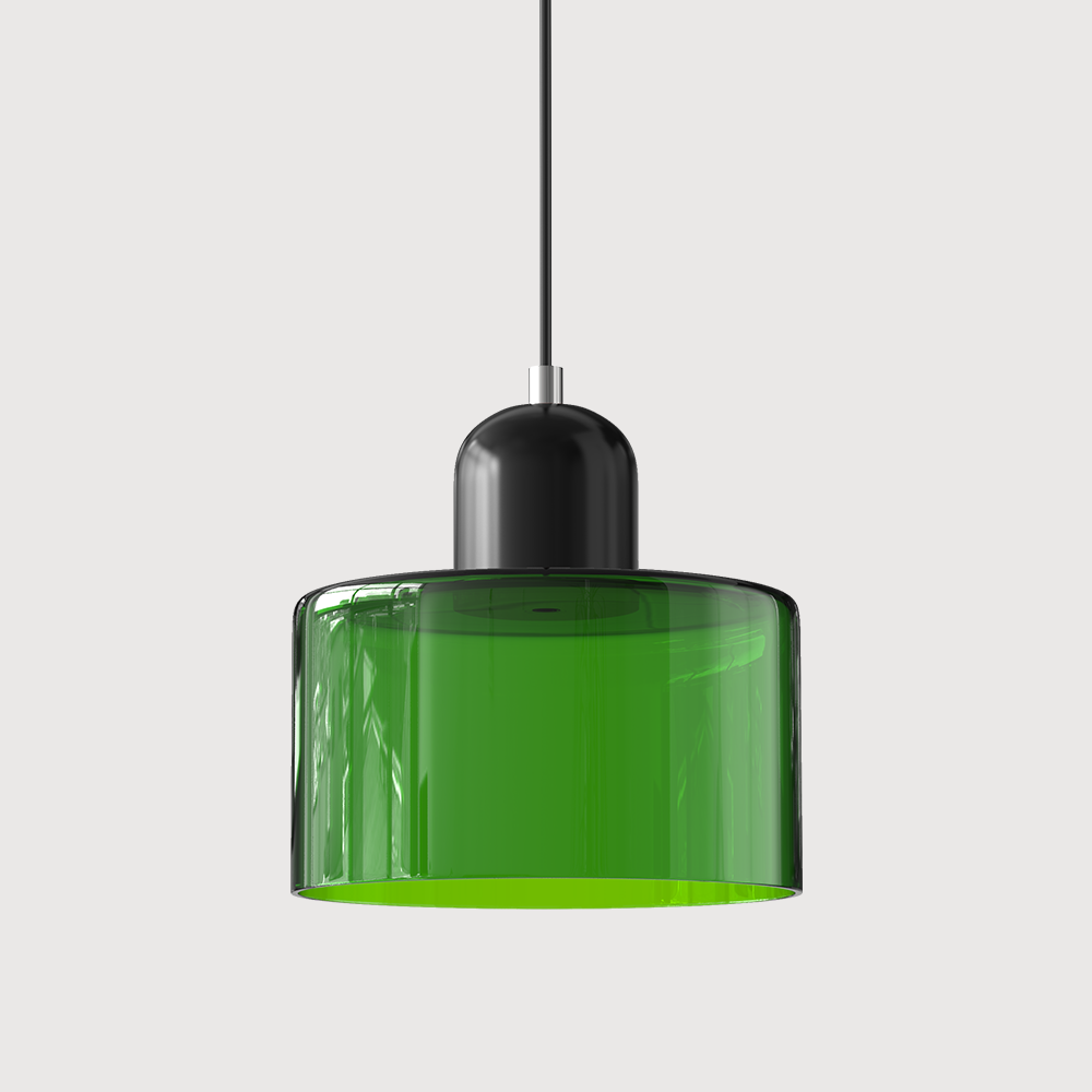 Suspension Bauhaus en Verre Coloré - Hauteur Ajustable
