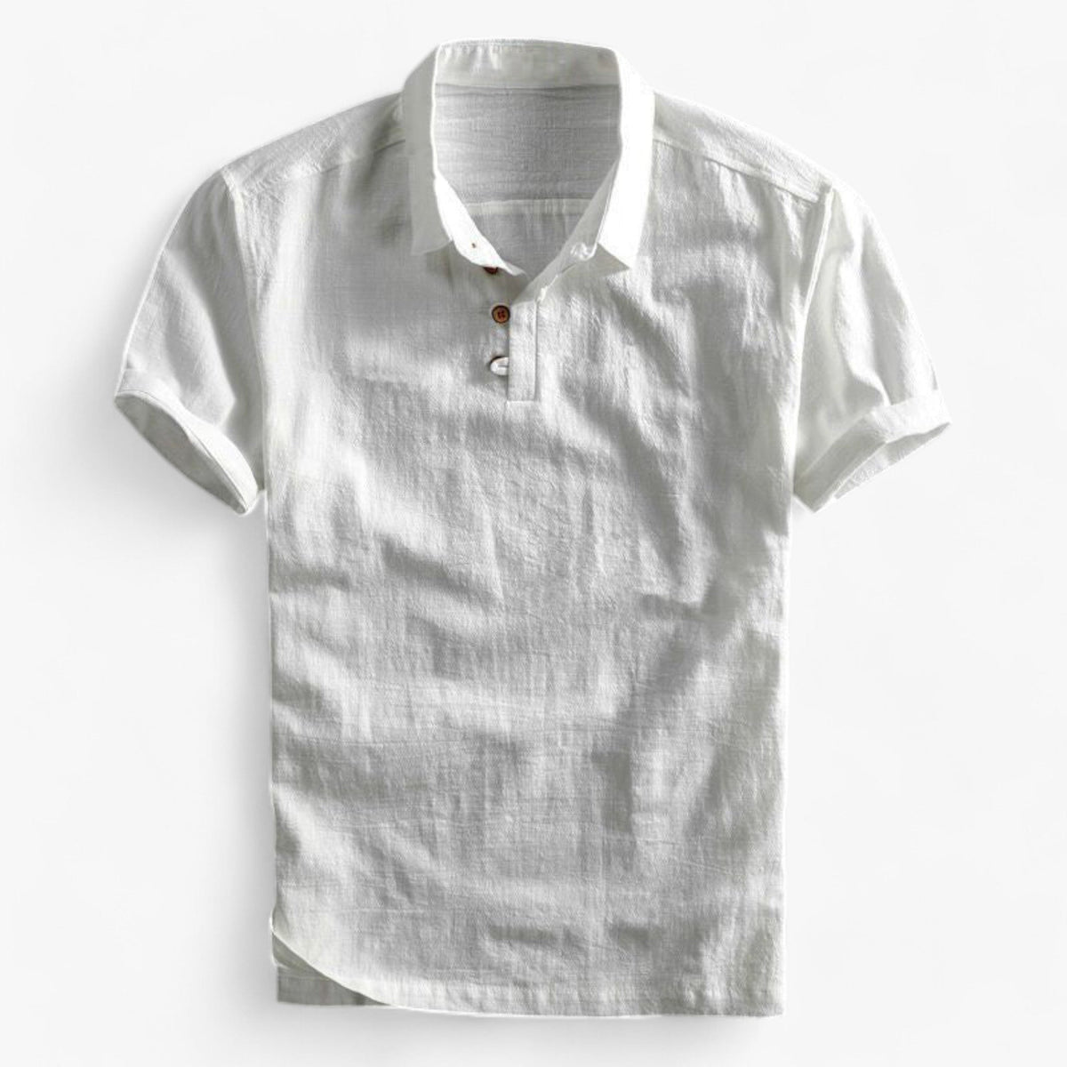 Men's Top Clothes : Polo Homme en Lin Respirant - Coupe Droite pour l'Été dans Blanc de Marche Lino