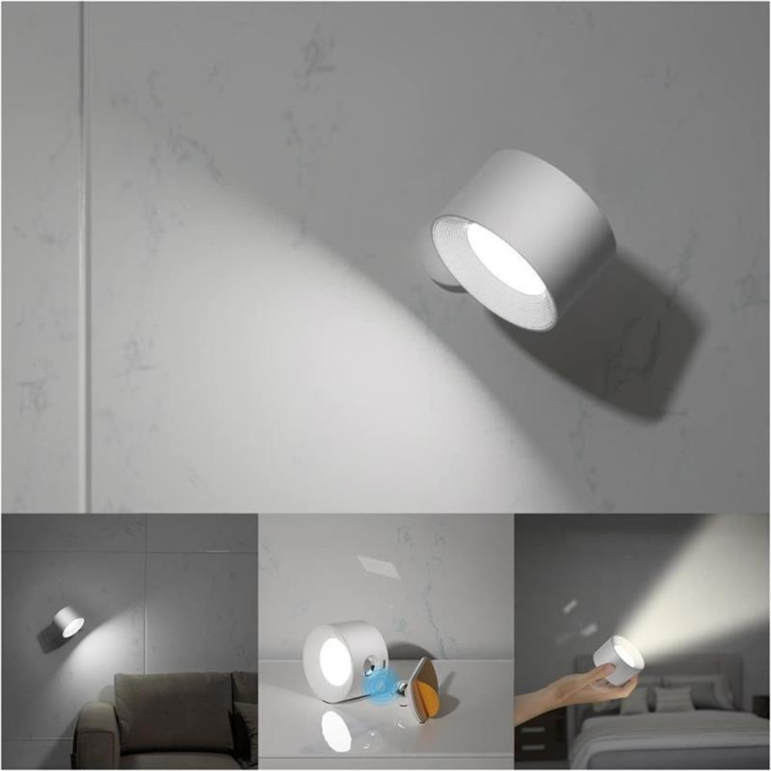 Applique Murale Sans Fil à 360°, Rechargeable Dentelle en Dentelle
