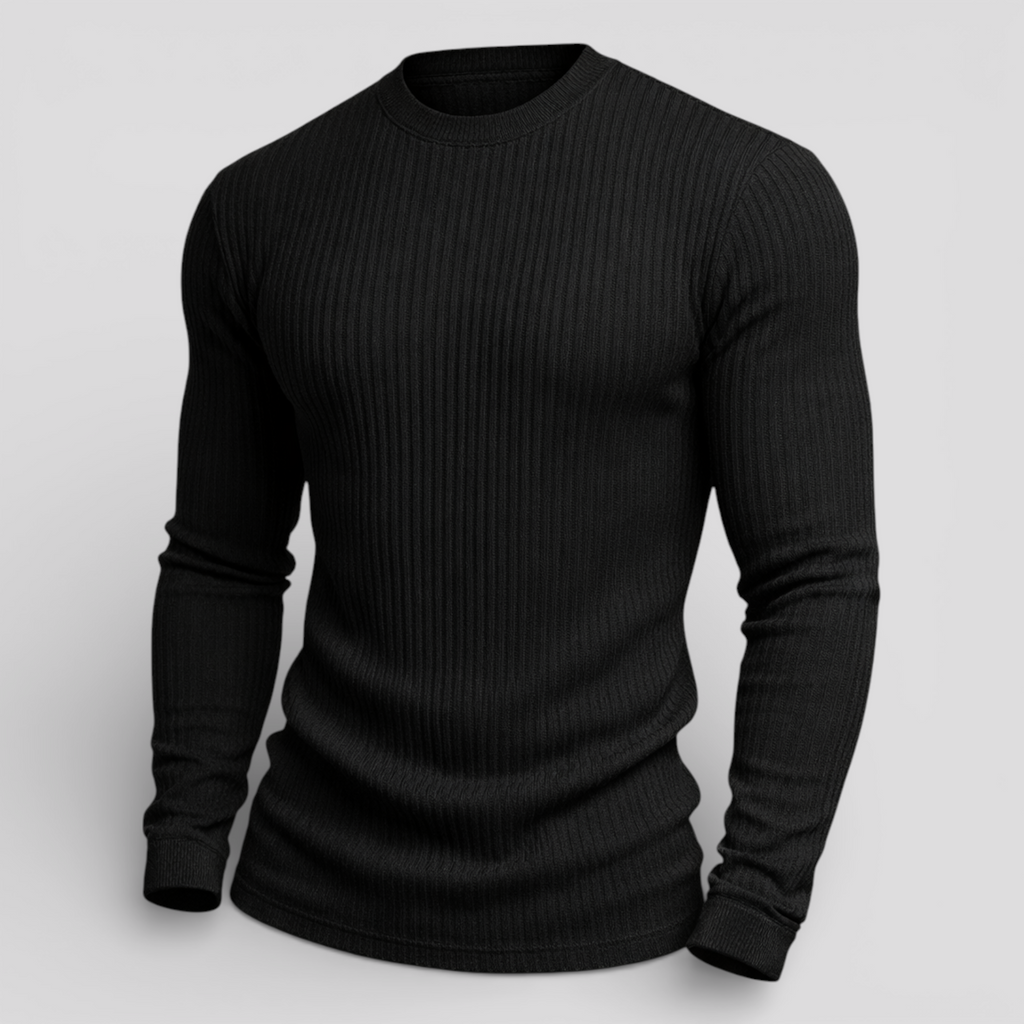 Herre strikket slim fit trøje med rib - komfortabel herremode