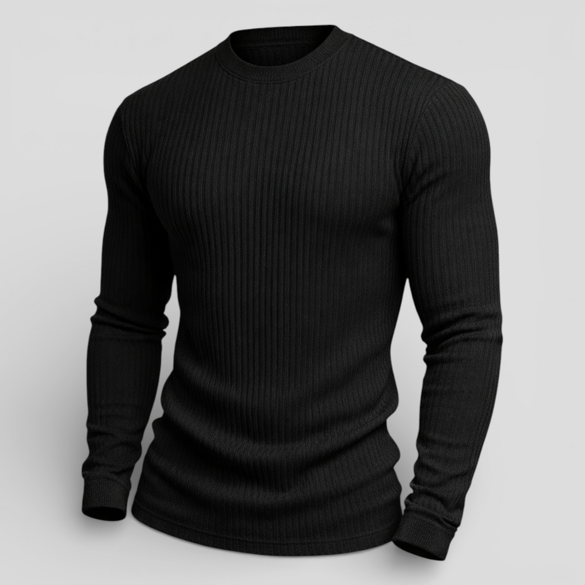 Pulls pour hommes : Pull Homme Slim Côtelé Confortable - Mode Masculine Hiver Chaud dans Noir de Marche Lino