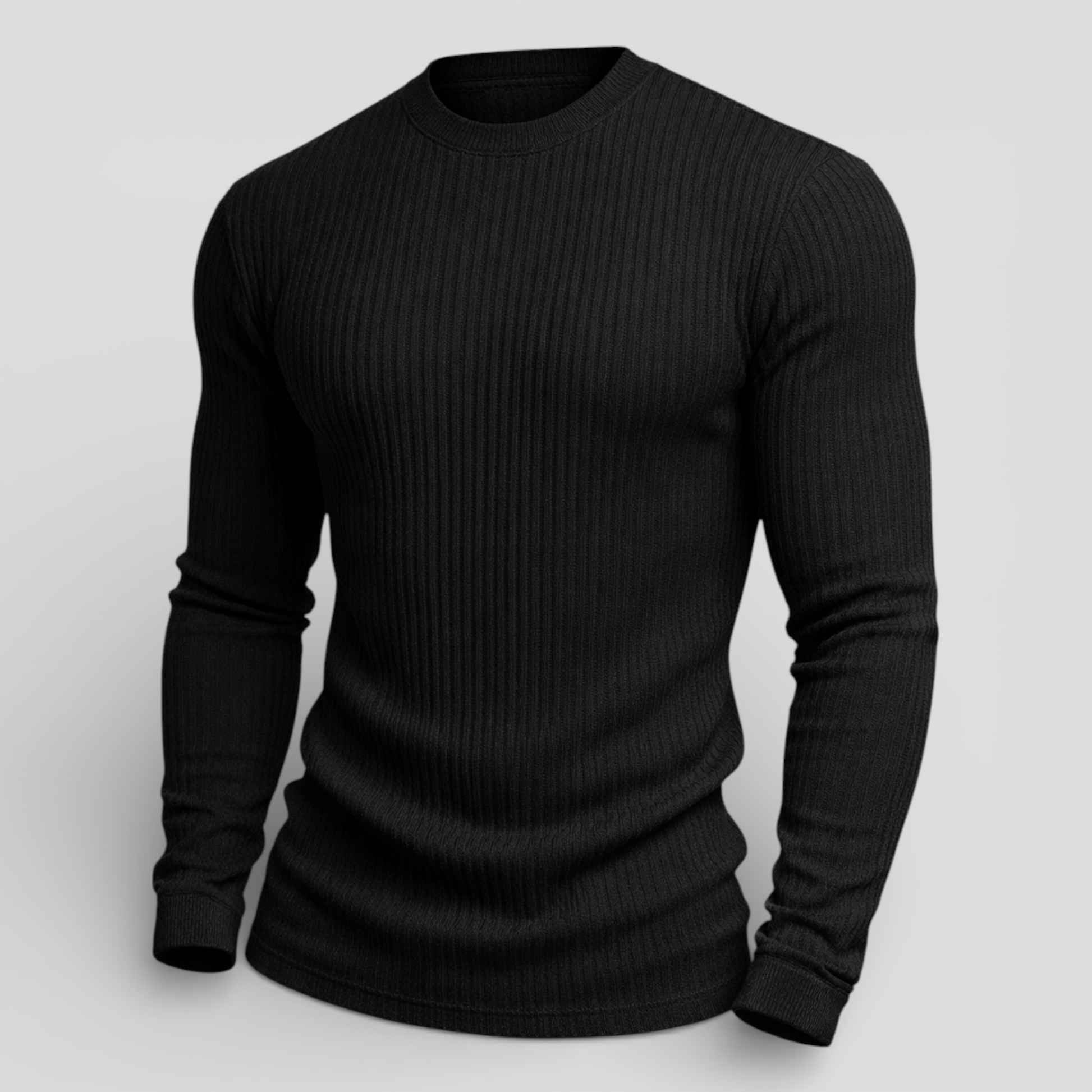 Herre strikket slim fit trøje med rib - komfortabel herremode