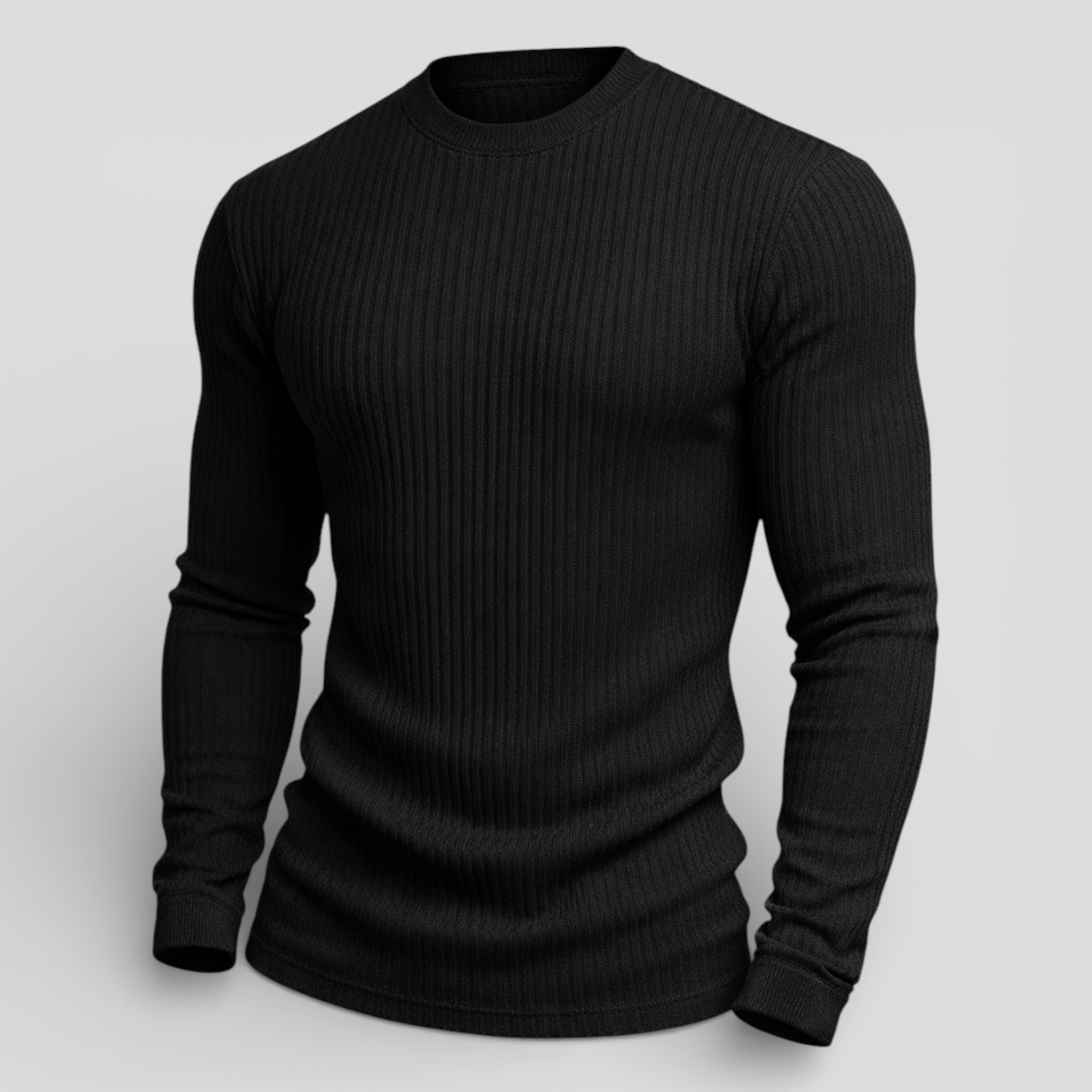 Pulls pour hommes : Pull Homme Slim Côtelé Confortable - Mode Masculine Hiver Chaud dans Noir de Marche Lino