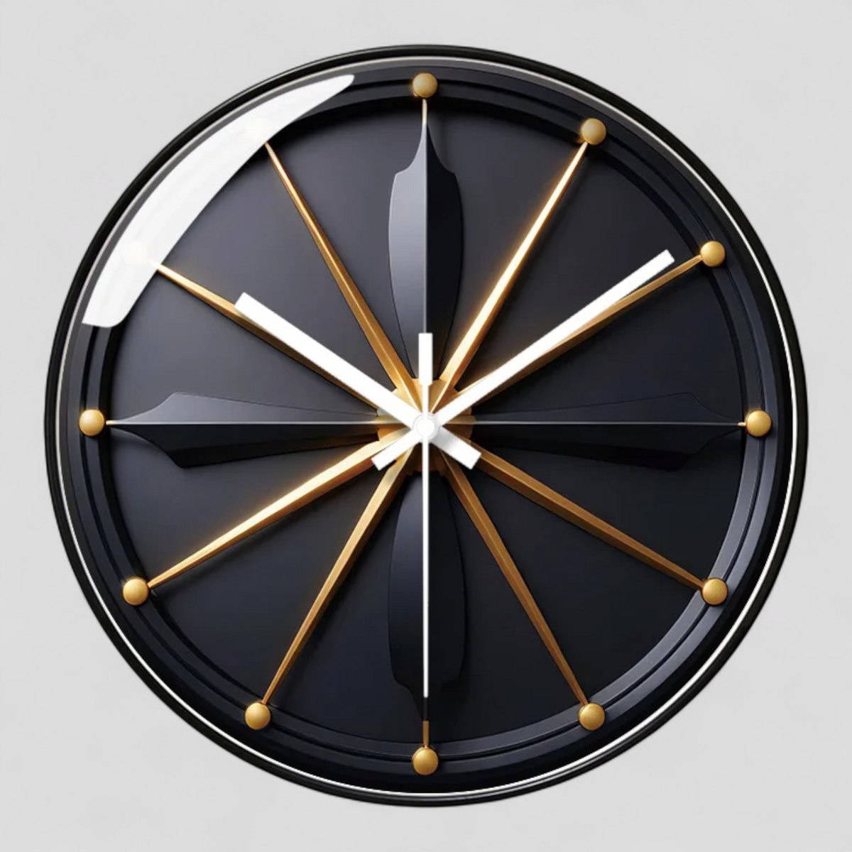 Horloges murales : Horloge Murale Silencieuse au Design Verre dans Noir de Marche Lino