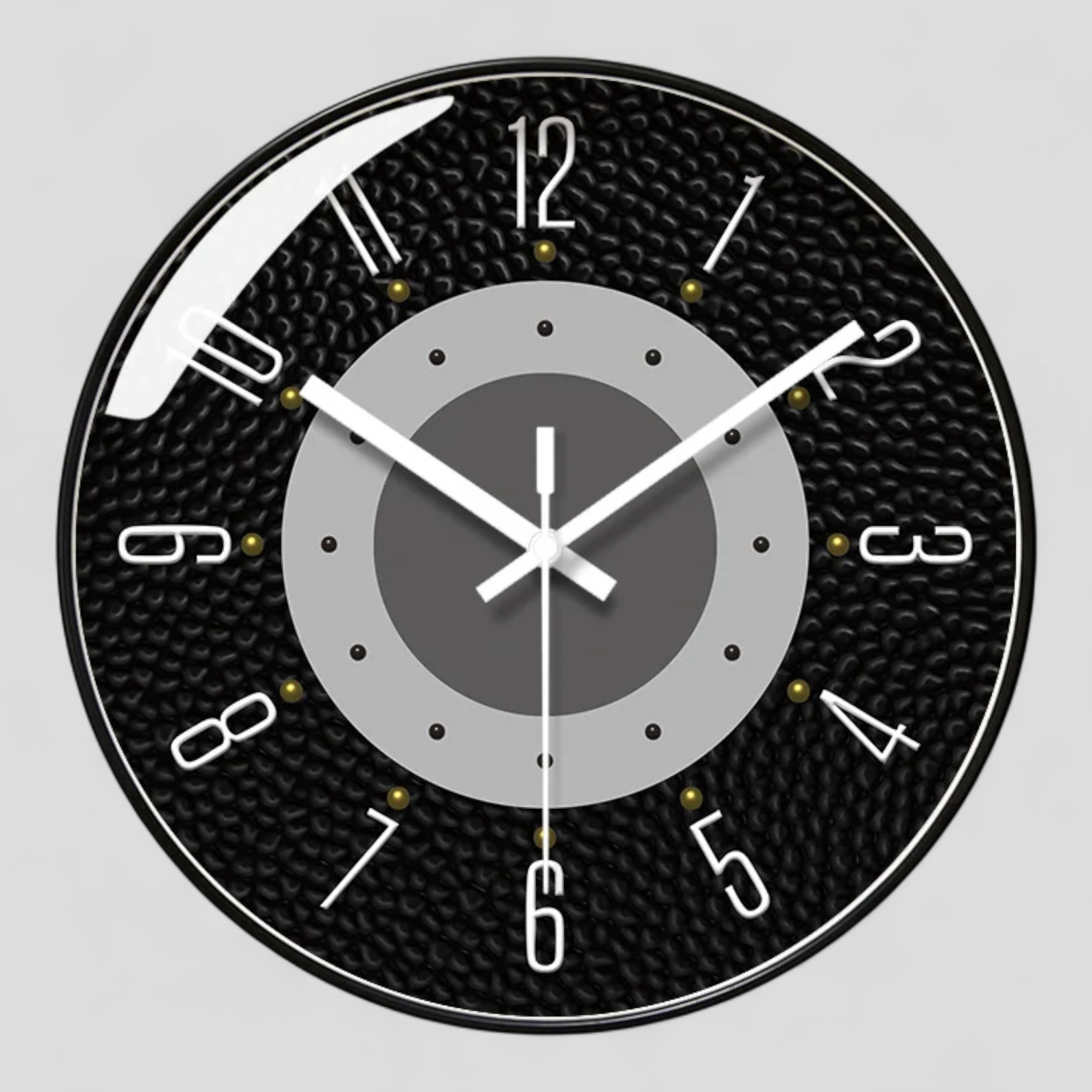 Horloges murales : Horloge Murale Design Moderne en Peau de Vache dans Noir de Marche Lino