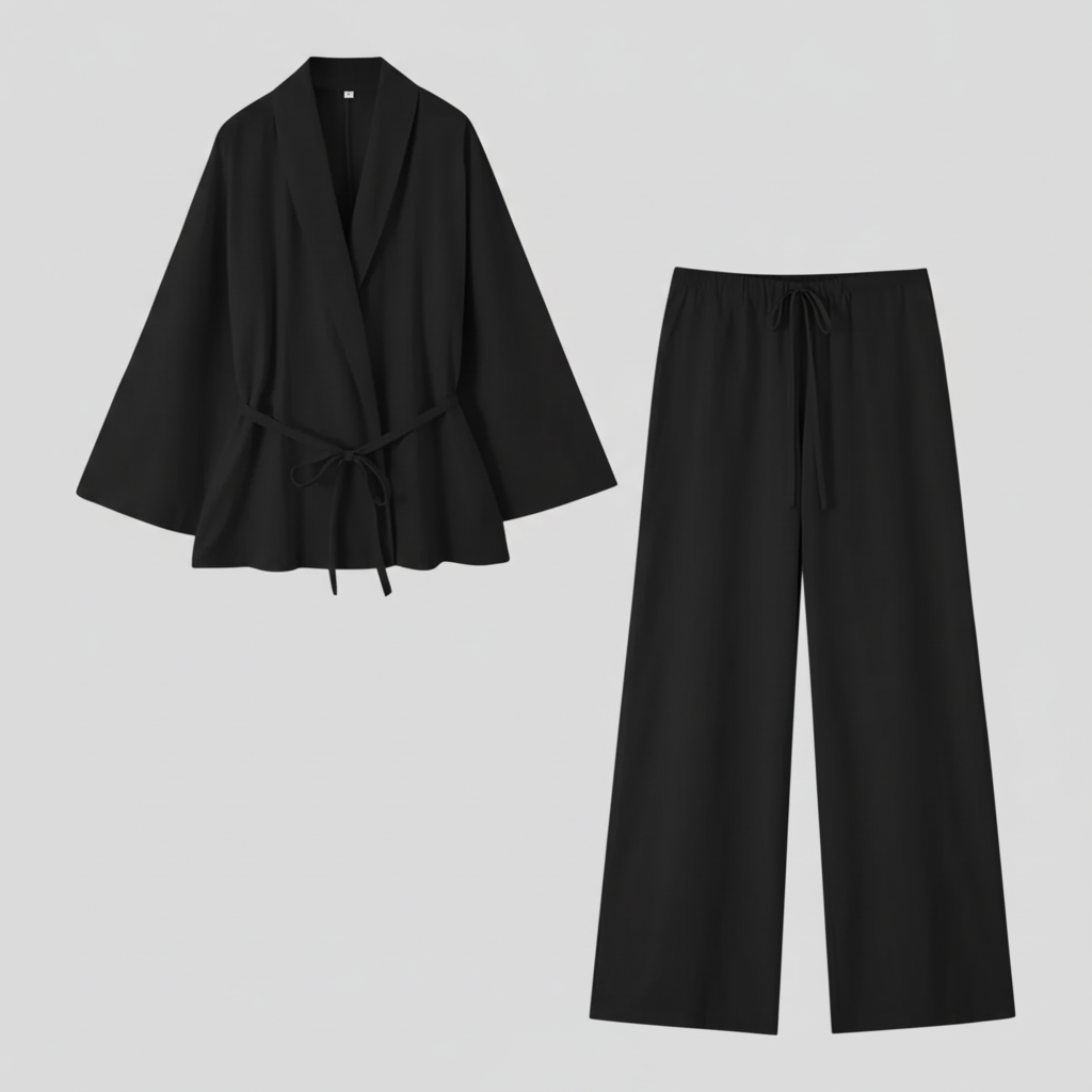 Elegant kimono i hør til kvinder med bælte - Perfekt til sommer og forår