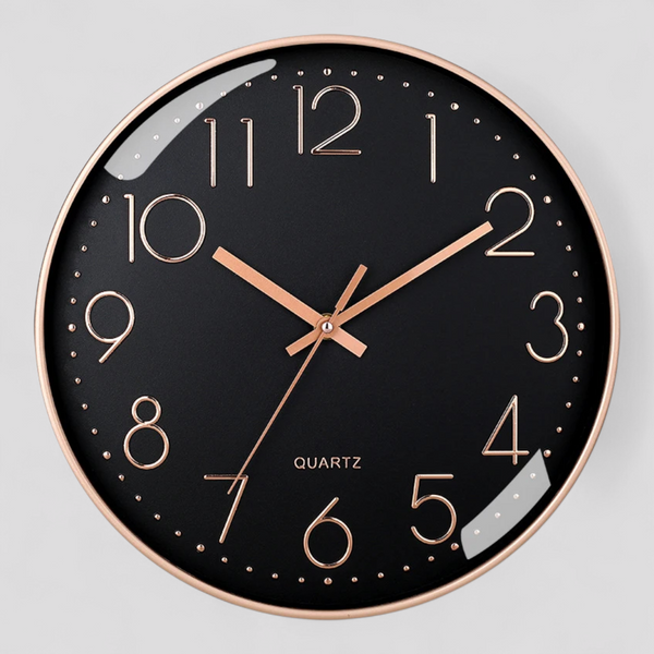 Horloges murales : Horloge Murale Silencieuse Design Moderne Verre - 8 Pouces dans Noir de Marche Lino