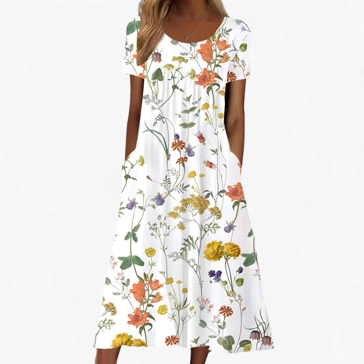 Robe Longue Florale Boho Femme avec Cache-maillot Intégré pour la Plage et la Mer