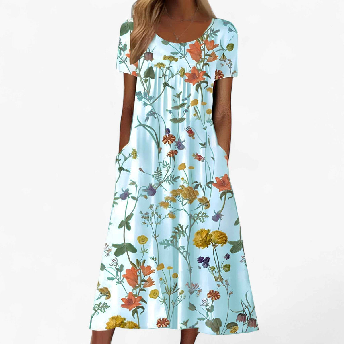 Robe Longue Florale Boho Femme avec Cache-maillot Intégré pour la Plage et la Mer
