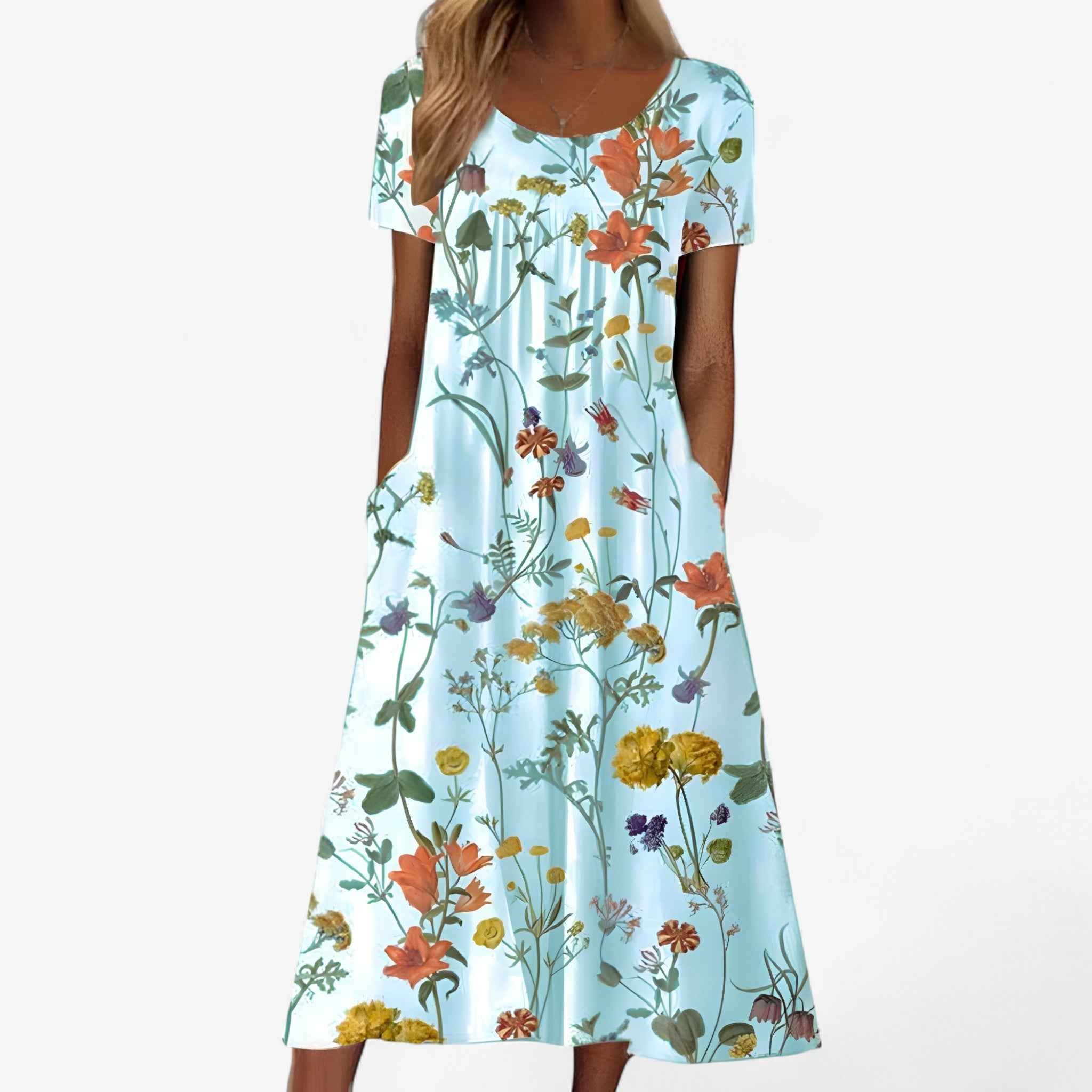 Robe Longue Florale Boho Femme avec Cache-maillot Intégré pour la Plage et la Mer