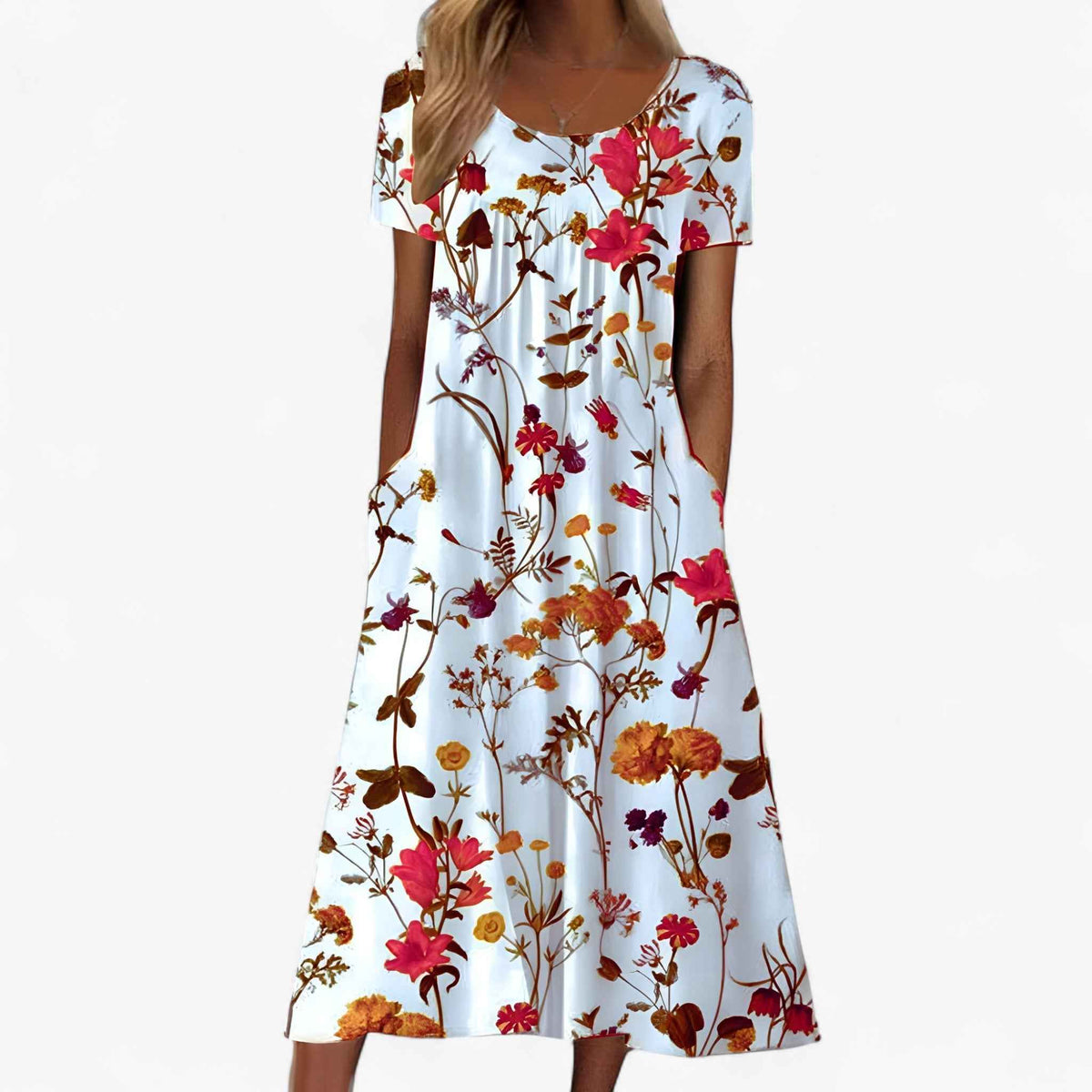 Robe Longue Florale Boho Femme avec Cache-maillot Intégré pour la Plage et la Mer