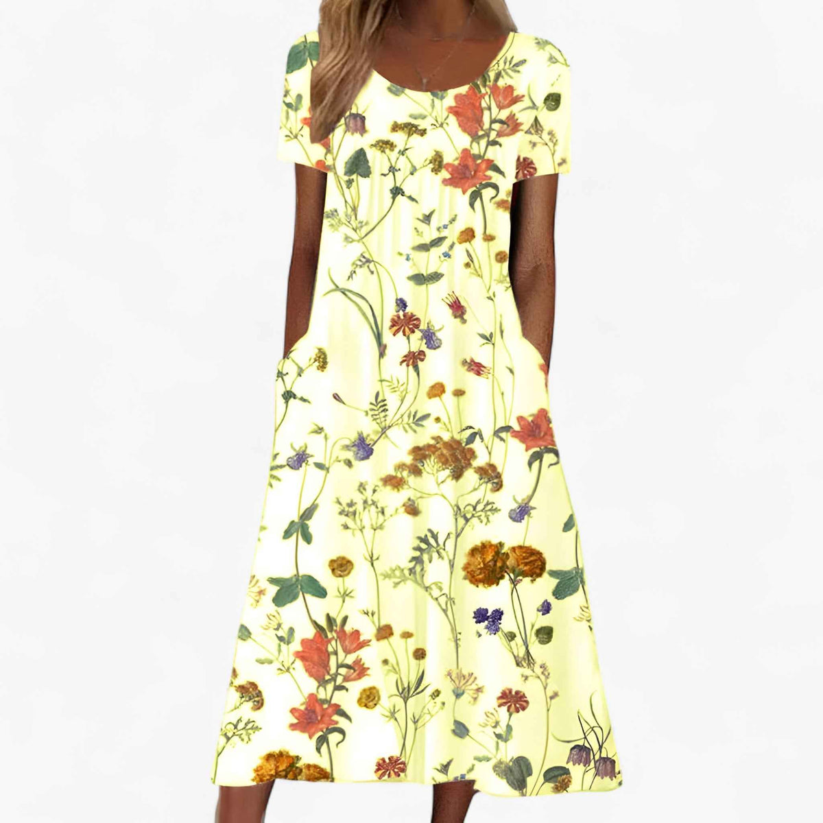 Robe Longue Florale Boho Femme avec Cache-maillot Intégré pour la Plage et la Mer