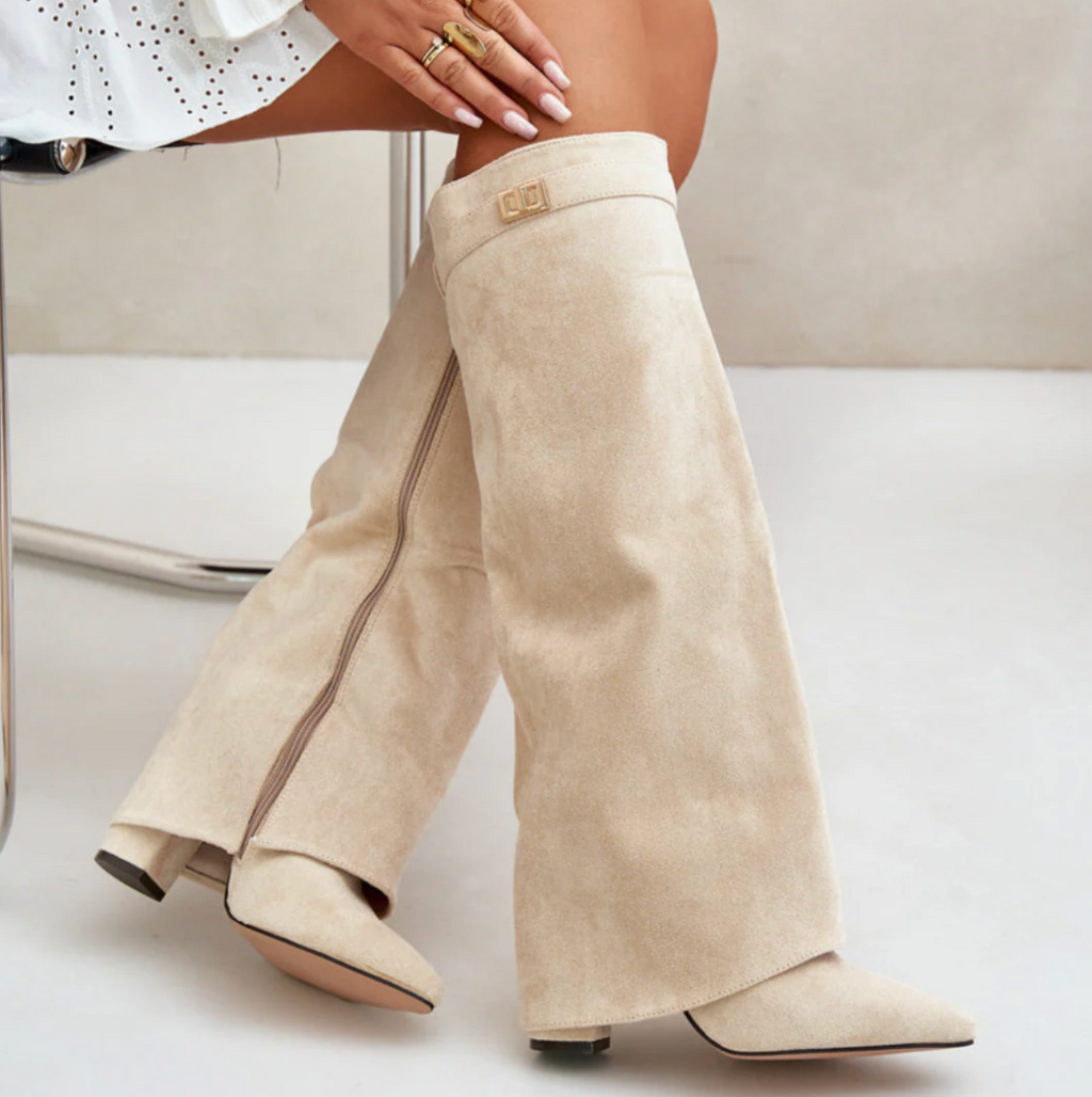 Bottes Femme Élégantes en Daim Noires