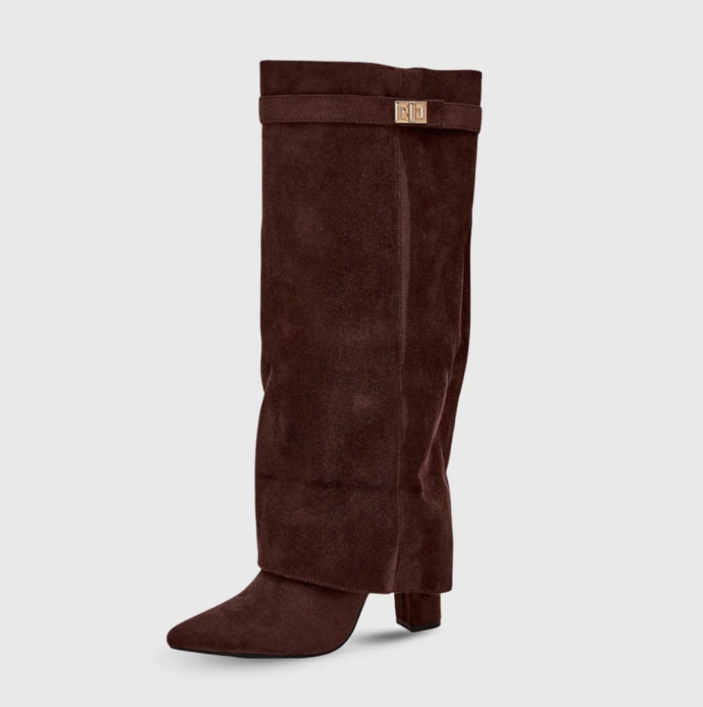 Bottes Femme Élégantes en Daim Noires