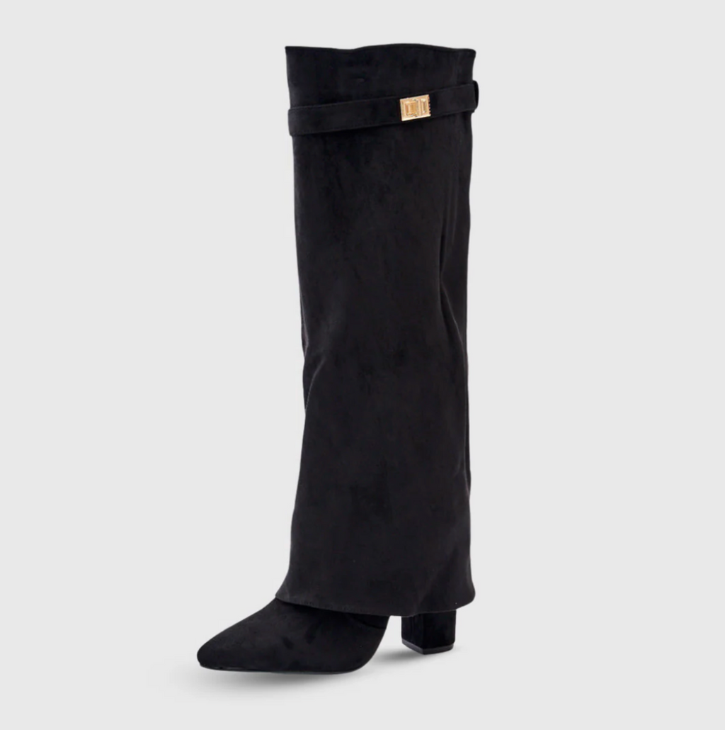 Bottes Femme Élégantes en Daim Noires 6