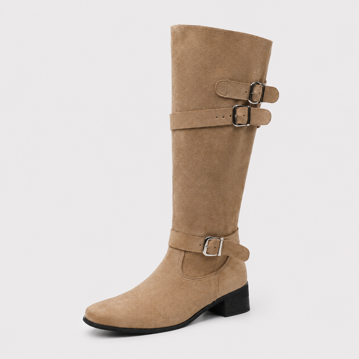 Bottes pour femmes : Bottes Femme Hautes à Talons Épais dans Kaki de Marche Lino