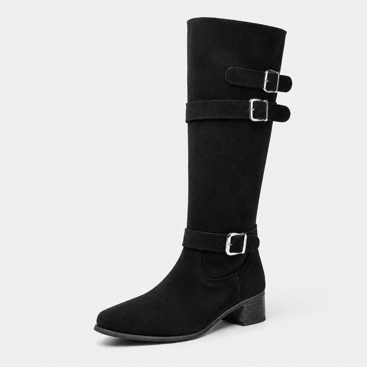 Bottes pour femmes : Bottes Femme Hautes à Talons Épais dans Noir de Marche Lino