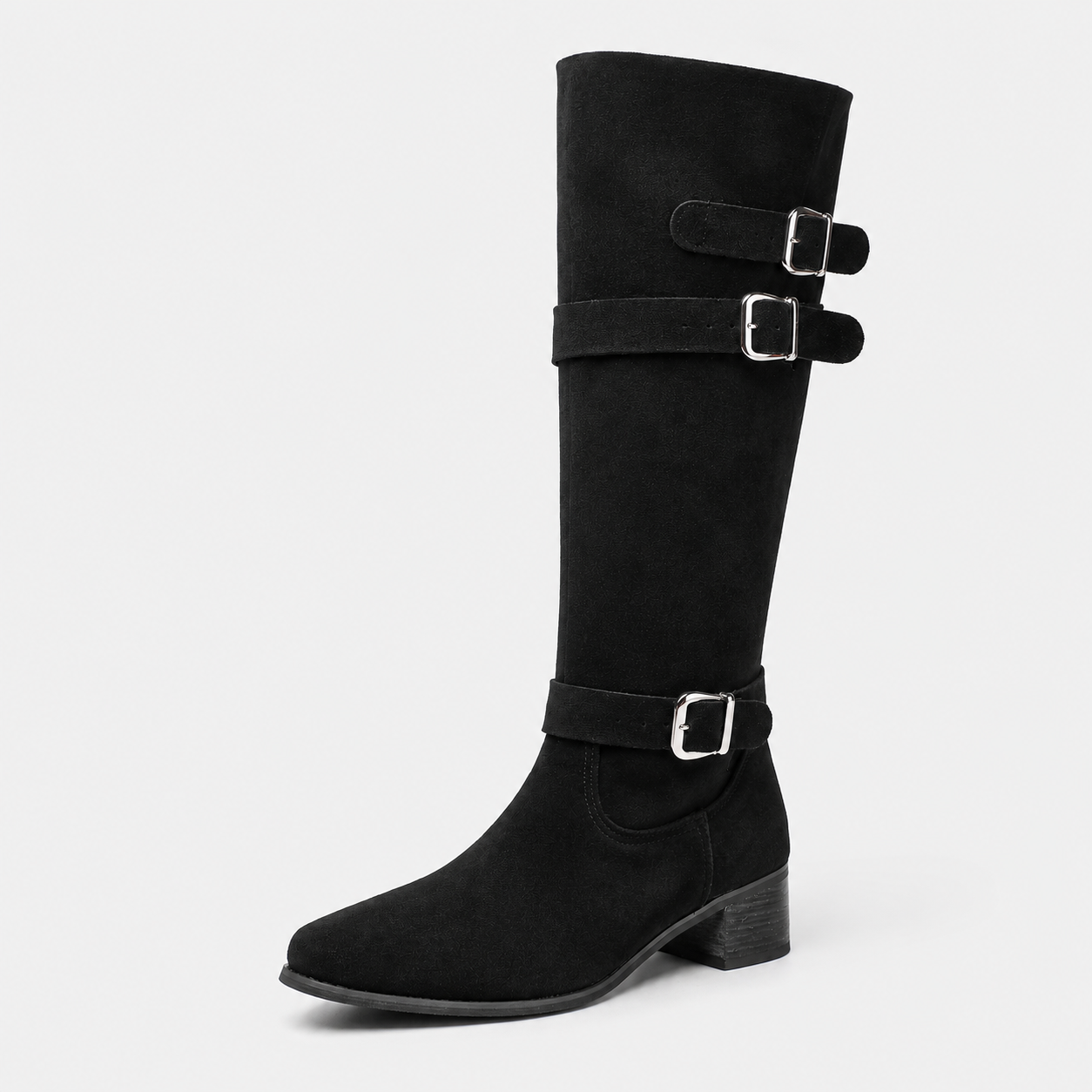 Bottes pour femmes : Bottes Femme Hautes à Talons Épais dans Noir de Marche Lino