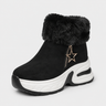 women's boots : Bottes Hiver Femme Confortables avec Doublure Douce Métal en Dentelle dans Noir de Marche Lino