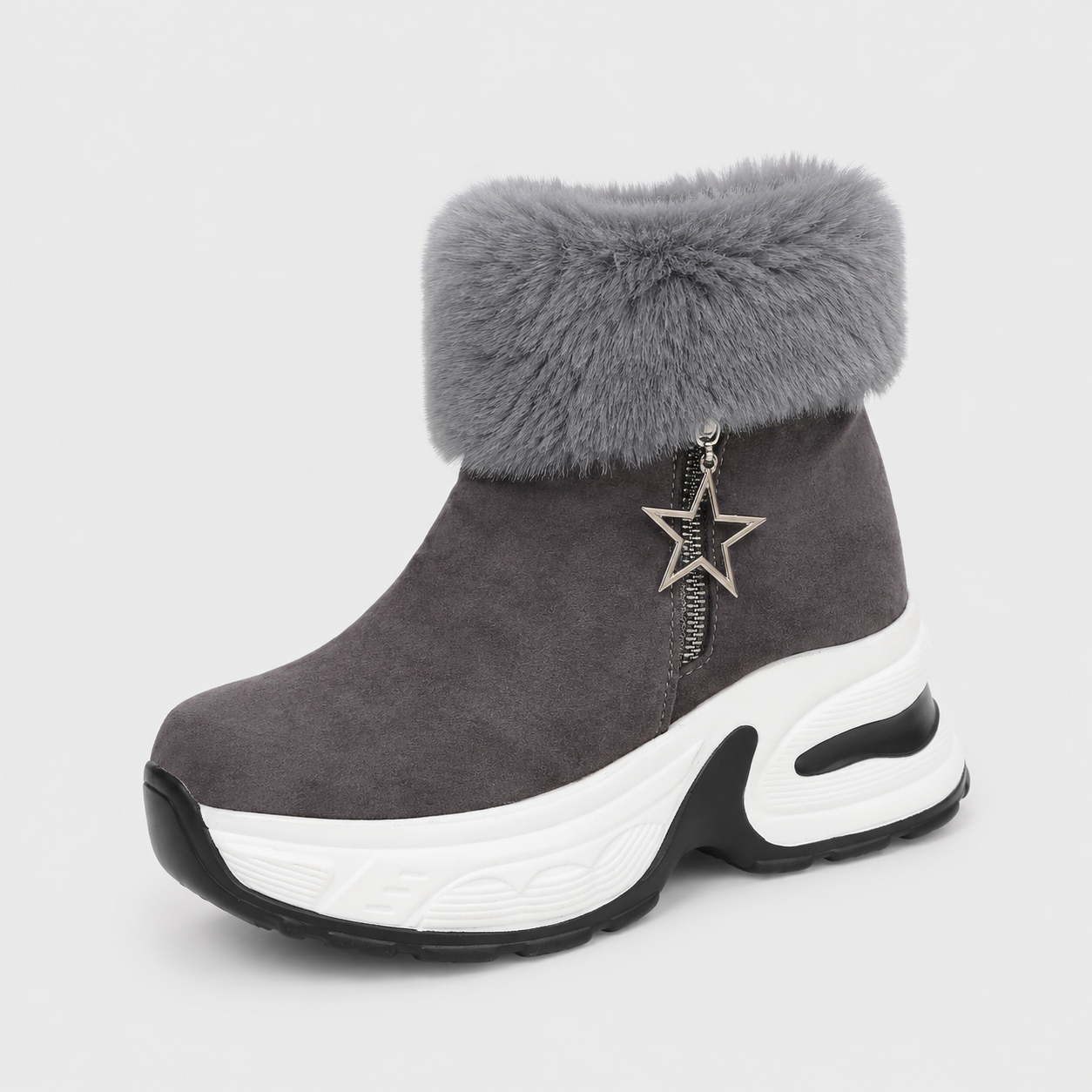 Bottes pour femmes : Bottes Hiver Femme Confortables avec Doublure Douce Métal en Dentelle dans Gris de Marche Lino