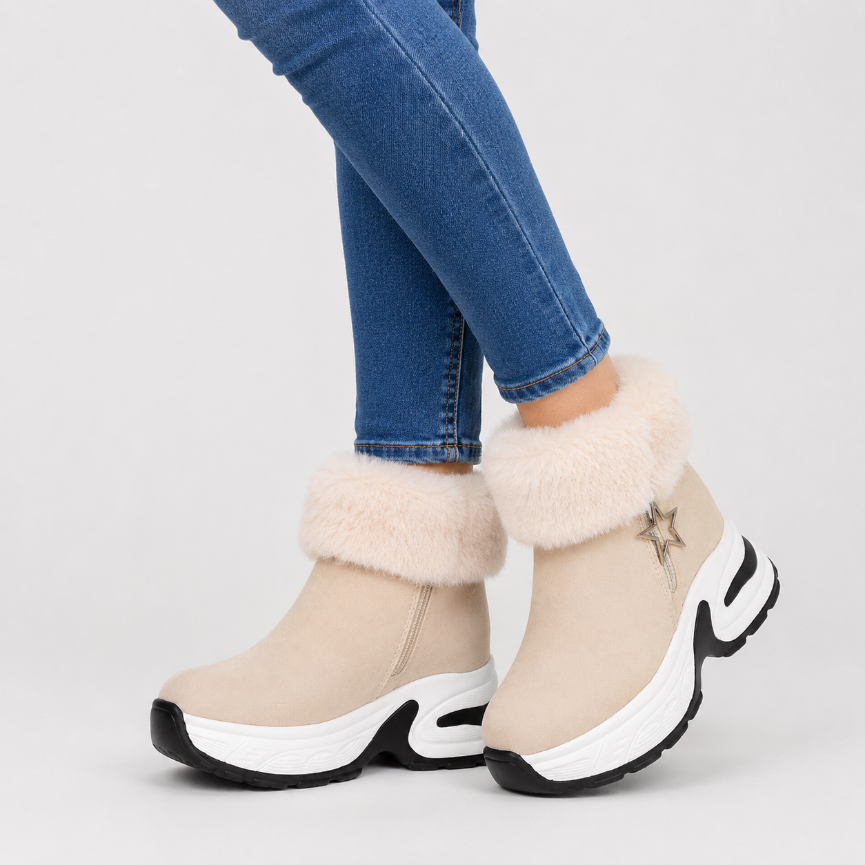 Bottes pour femmes : Bottes Hiver Femme Confortables avec Doublure Douce Métal en Dentelle dans de Marche Lino