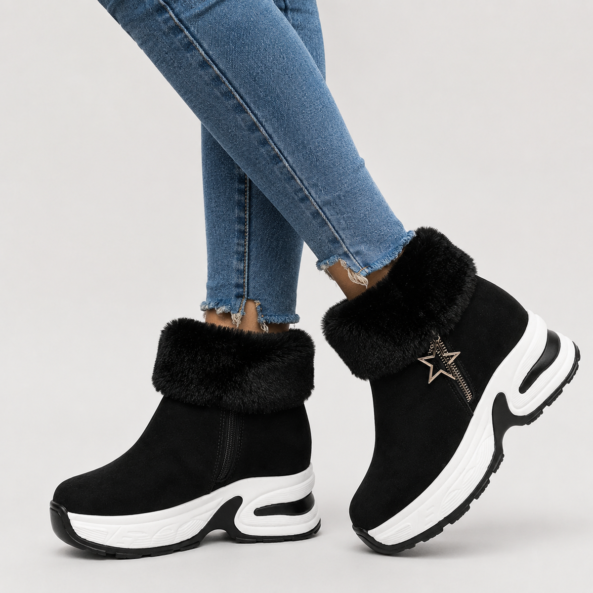 Bottes pour femmes : Bottes Hiver Femme Confortables avec Doublure Douce Métal en Dentelle dans de Marche Lino
