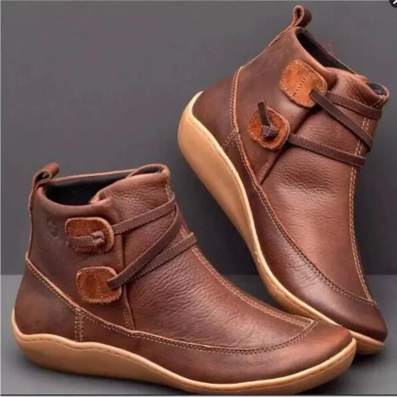 Bottes décontractées pour femmes : Bottes Noires Femme Décontractées Cuir Bottines Pour Femmes dans Marron de Marche Lino