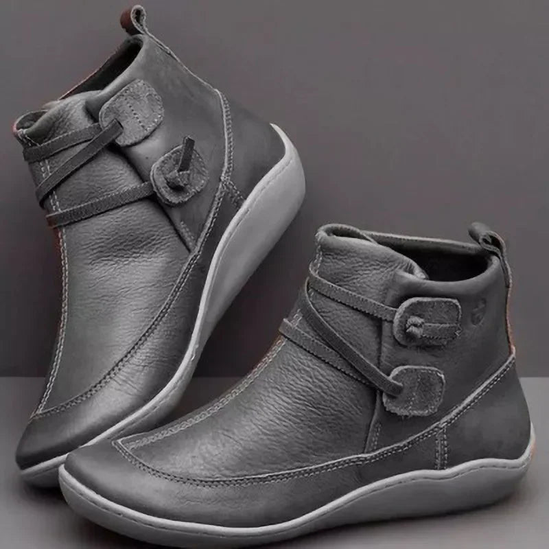 Bottes décontractées pour femmes : Bottes Noires Femme Décontractées Cuir Bottines Pour Femmes dans GRIS de Marche Lino