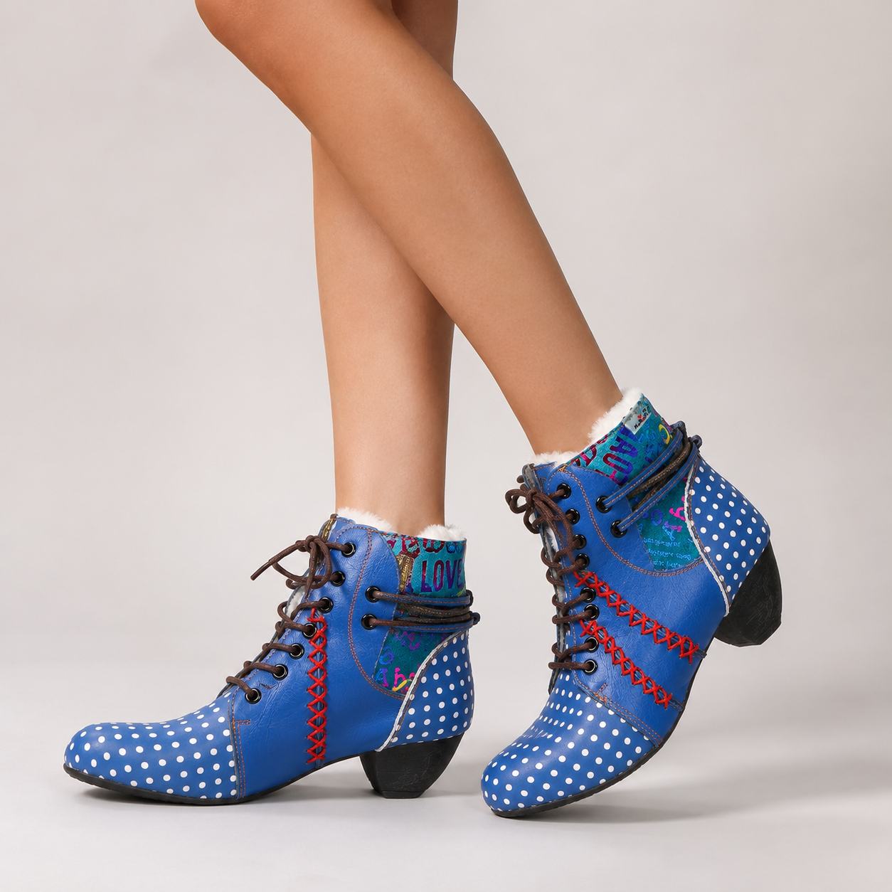 Bottes pour femmes : Bottes à pois pour femme dans de Marche Lino