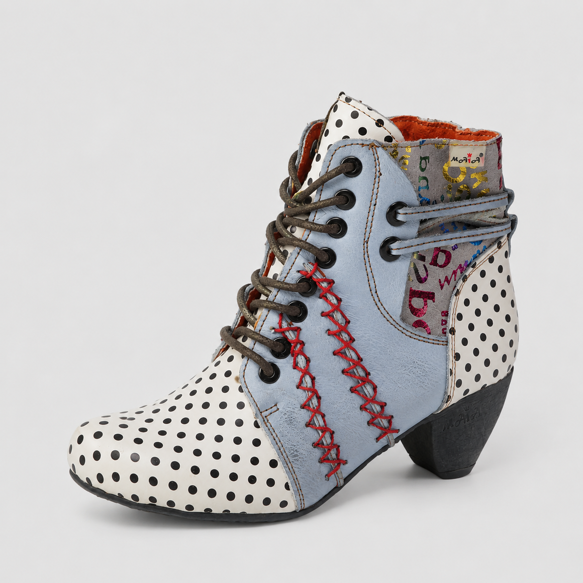 Bottes pour femmes : Bottes à pois pour femme dans Gris de Marche Lino