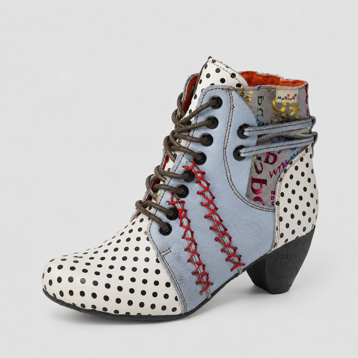 Bottes pour femmes : Bottes à pois pour femme dans Gris de Marche Lino