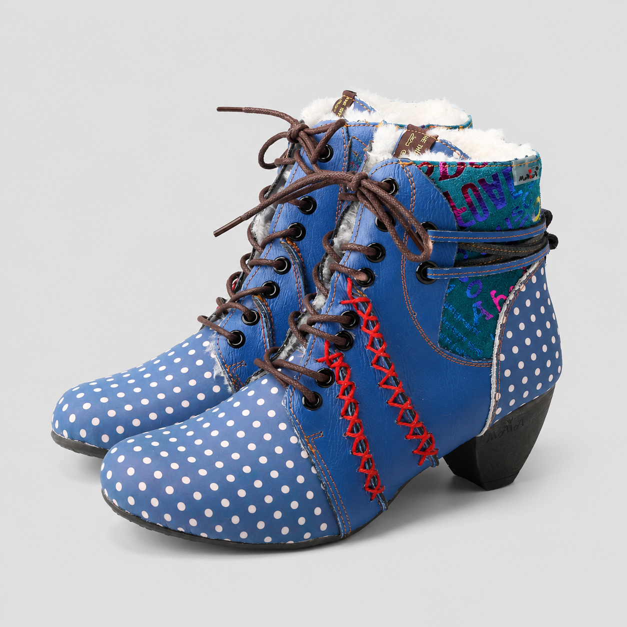 Bottes pour femmes : Bottes à pois pour femme dans de Marche Lino