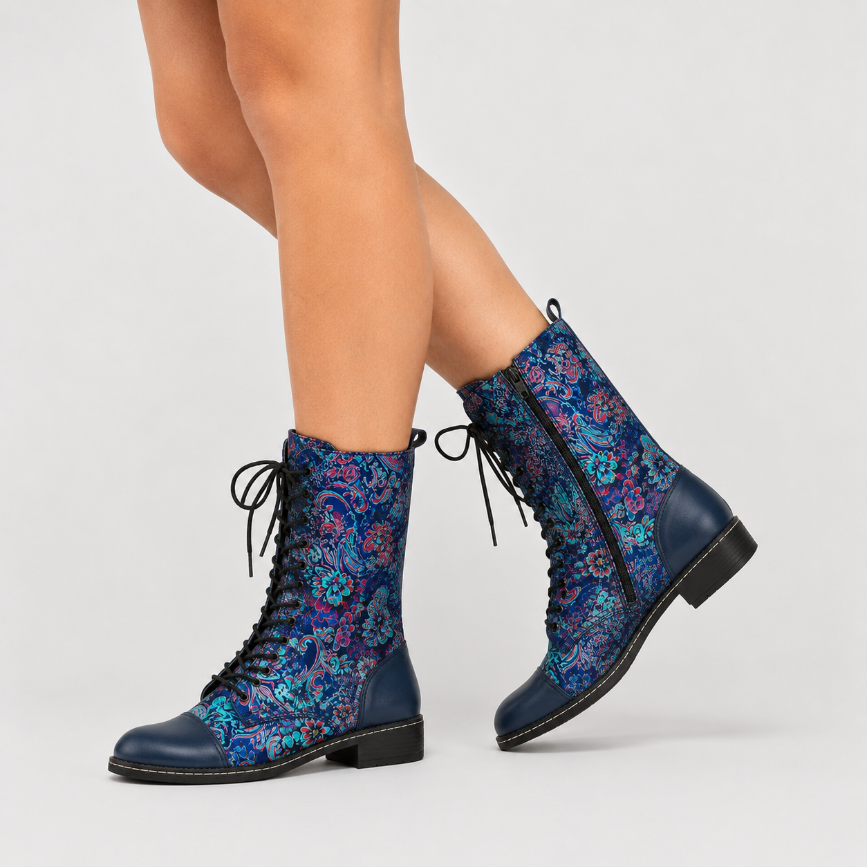 Bottes pour femmes : Bottes Femme Rétro Brodé Cuir Confortables - Style Vintage Élégant dans de Marche Lino