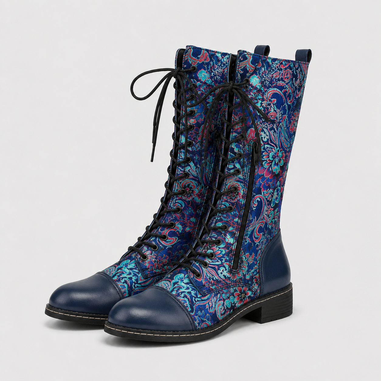 Bottes pour femmes : Bottes Femme Rétro Brodé Cuir Confortables - Style Vintage Élégant dans de Marche Lino