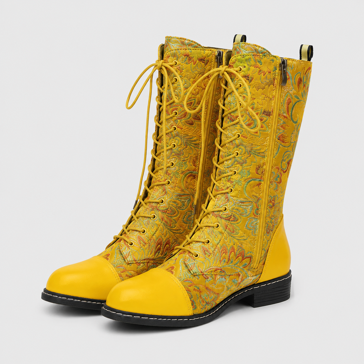 Bottes pour femmes : Bottes Femme Rétro Brodé Cuir Confortables - Style Vintage Élégant dans de Marche Lino