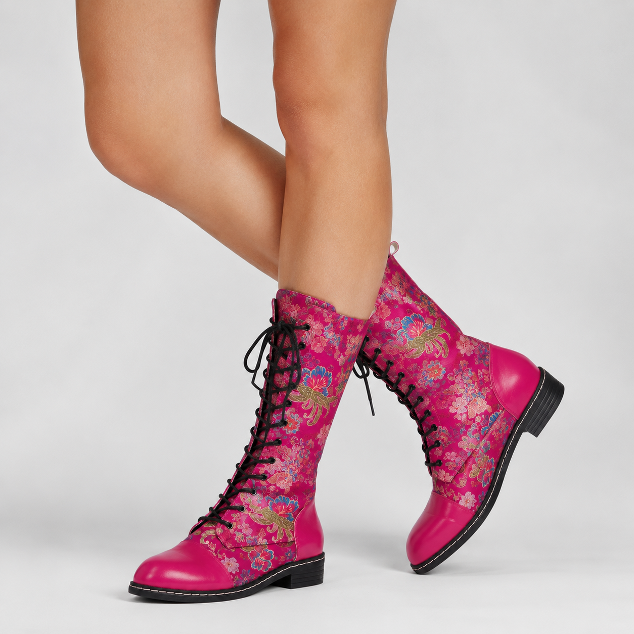 Bottes pour femmes : Bottes Femme Rétro Brodé Cuir Confortables - Style Vintage Élégant dans de Marche Lino