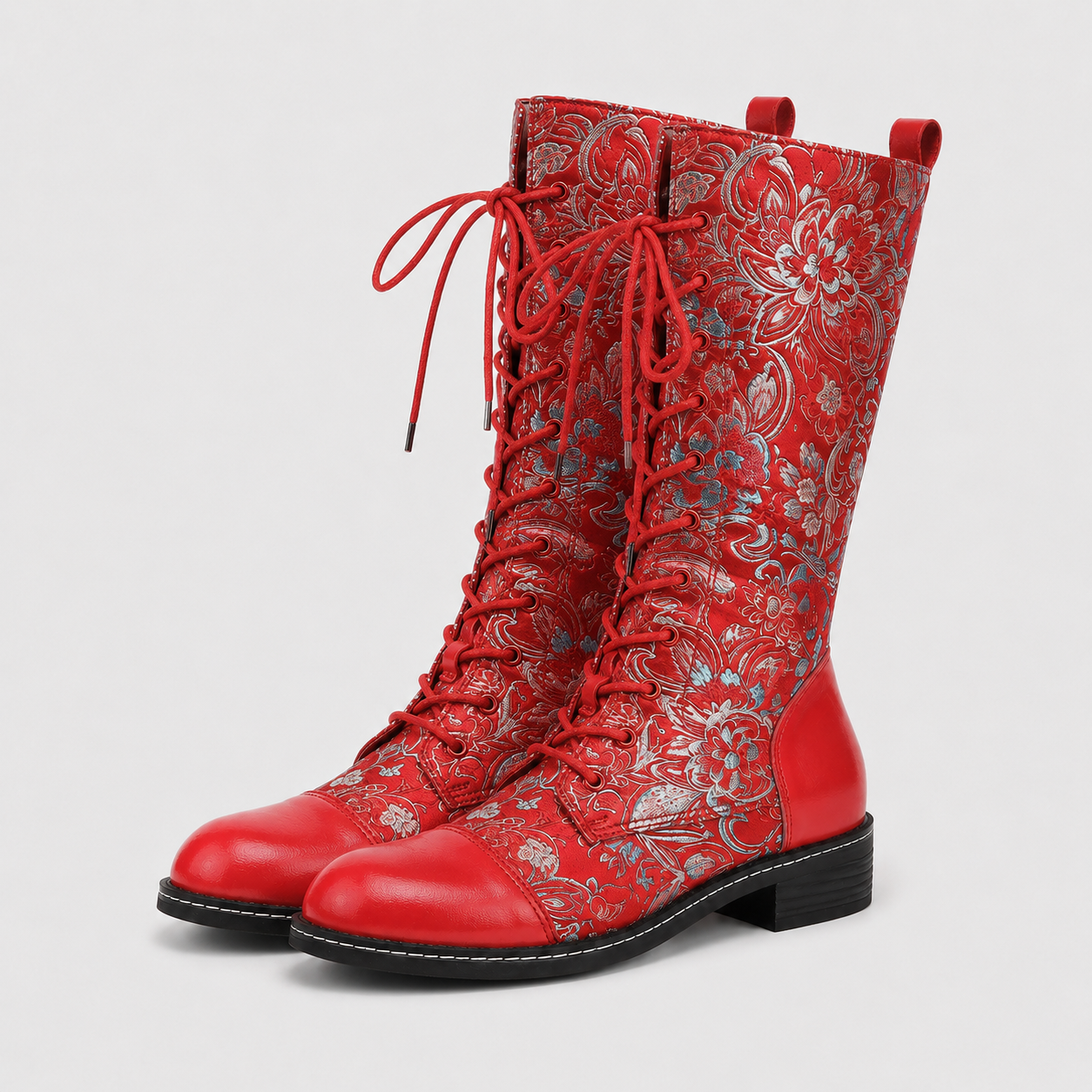 Bottes pour femmes : Bottes Femme Rétro Brodé Cuir Confortables - Style Vintage Élégant dans de Marche Lino