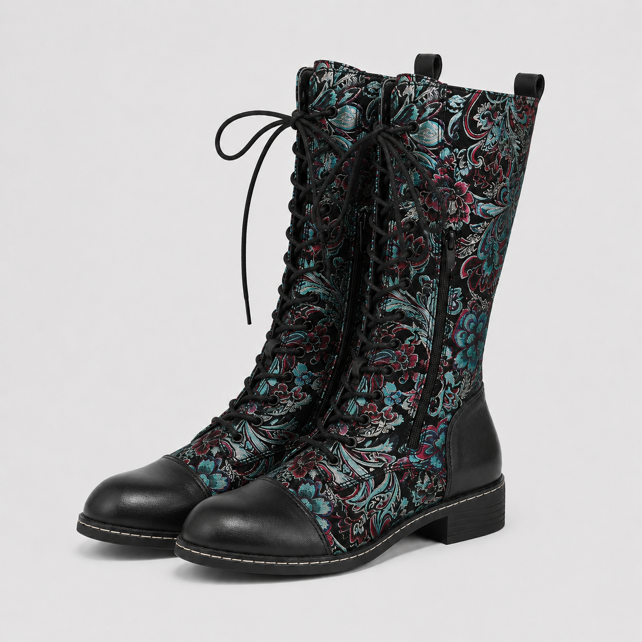 Bottes pour femmes : Bottes Femme Rétro Brodé Cuir Confortables - Style Vintage Élégant dans de Marche Lino