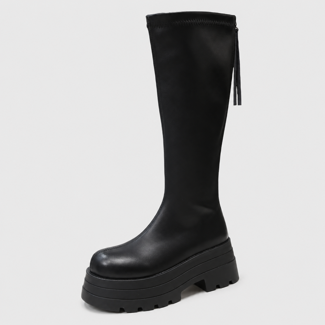 Over-the-Knee Boots : Bottes tendance pour femmes avec fermetures éclair dans Noir de Marche Lino