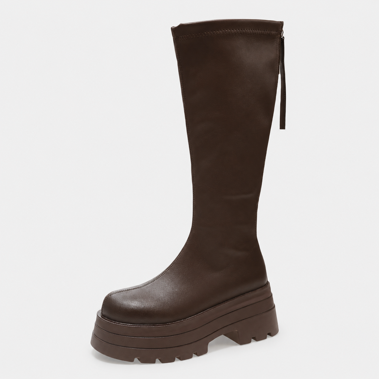 Over-the-Knee Boots : Bottes tendance pour femmes avec fermetures éclair dans Marron de Marche Lino