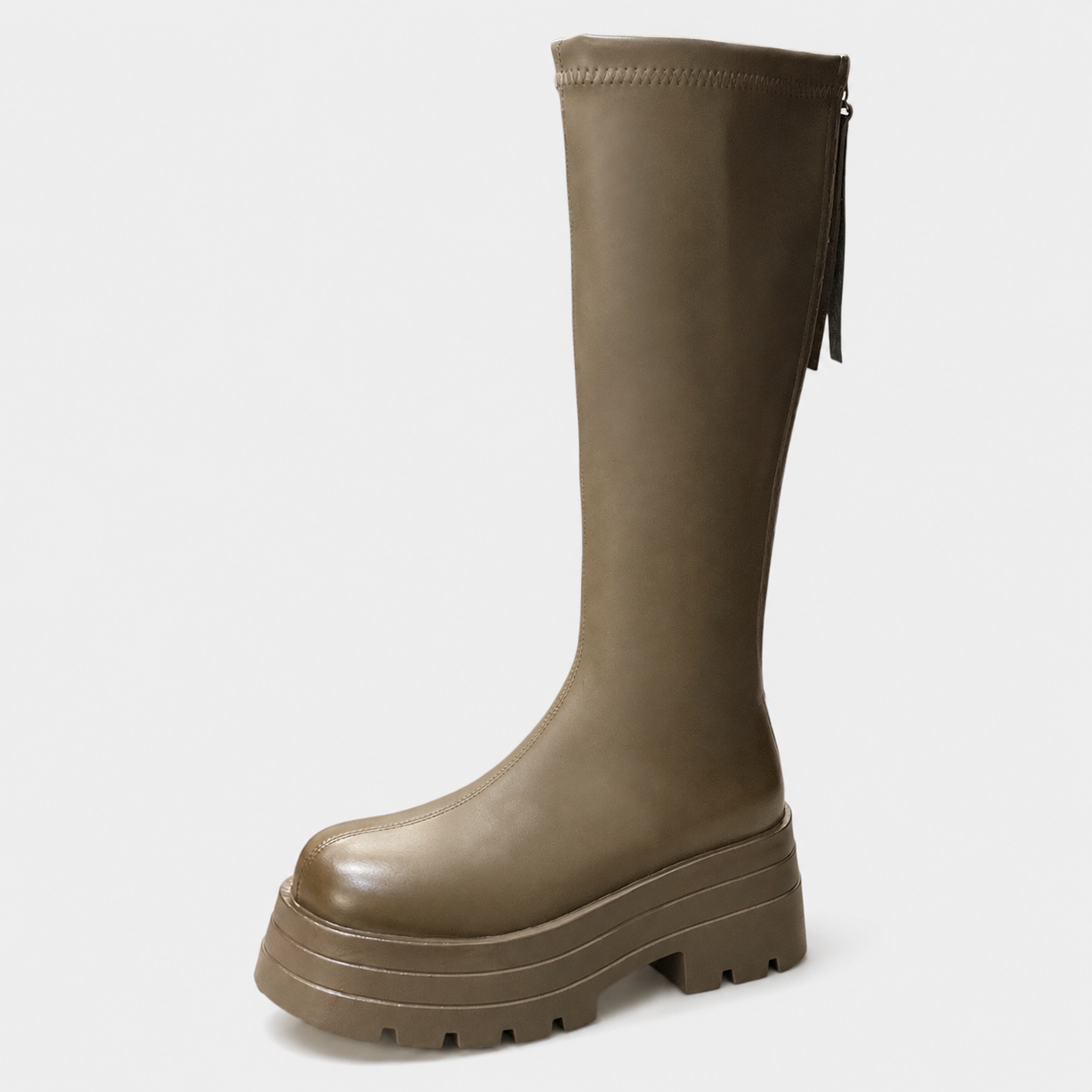 Over-the-Knee Boots : Bottes tendance pour femmes avec fermetures éclair dans Kaki de Marche Lino
