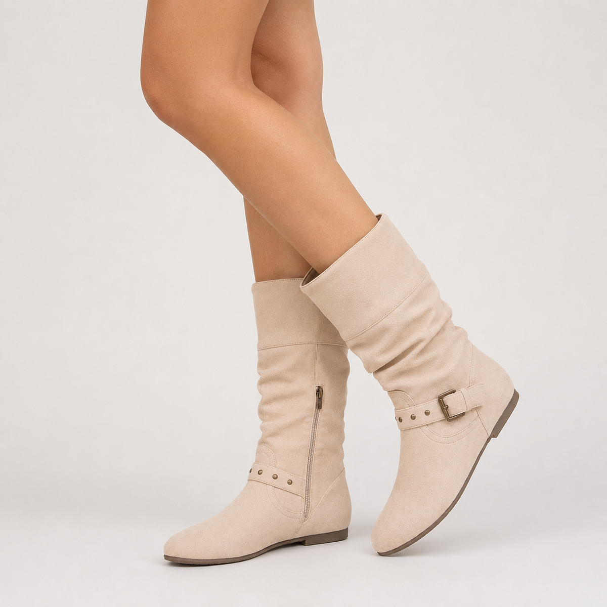 Bottes pour femmes : Bottines Femme Vintage à Talons Plats dans de Marche Lino