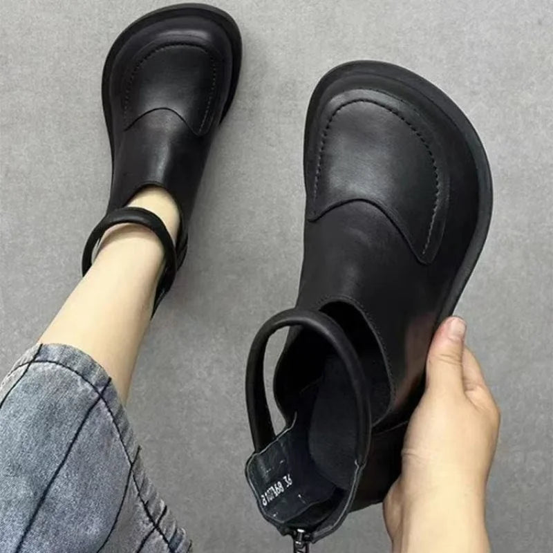 Bottines Noires Femme Décontractées en Cuir 0