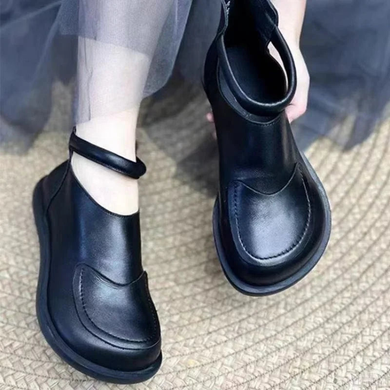 Bottines Noires Femme Décontractées en Cuir 1