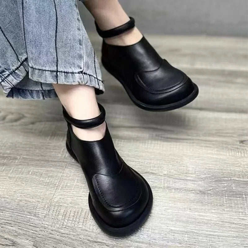 Bottines Noires Femme Décontractées en Cuir 2