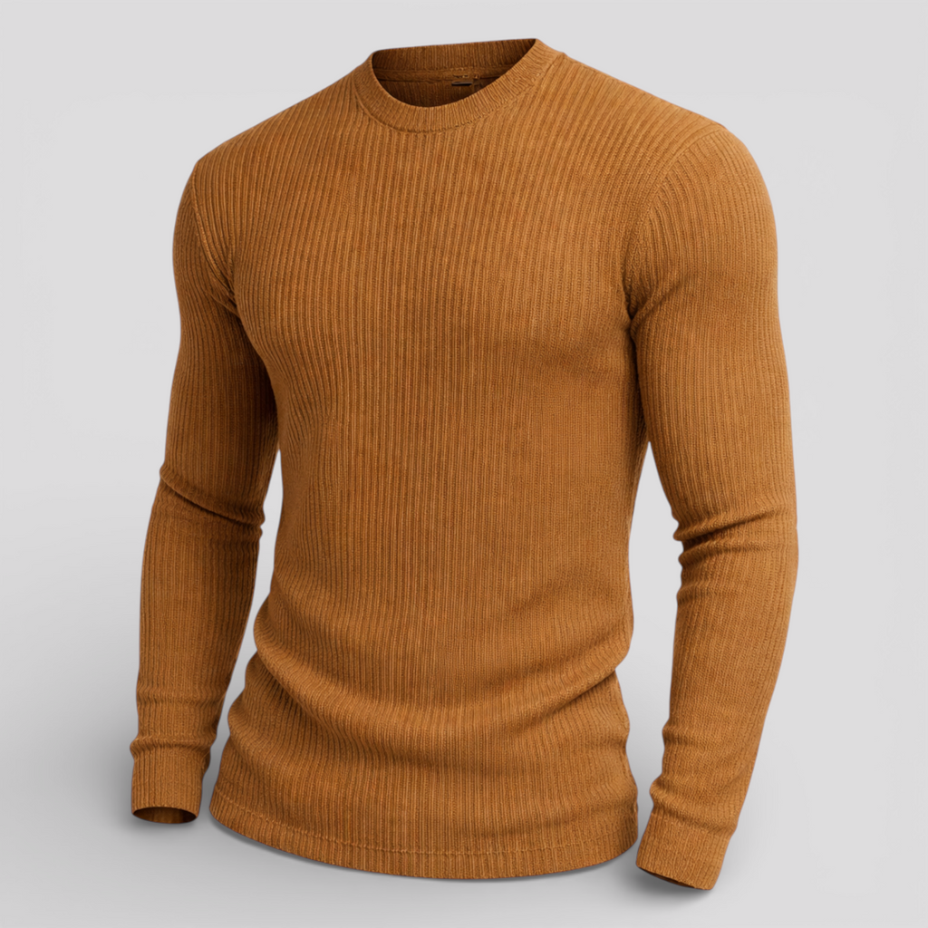 Herre strikket slim fit trøje med rib - komfortabel herremode