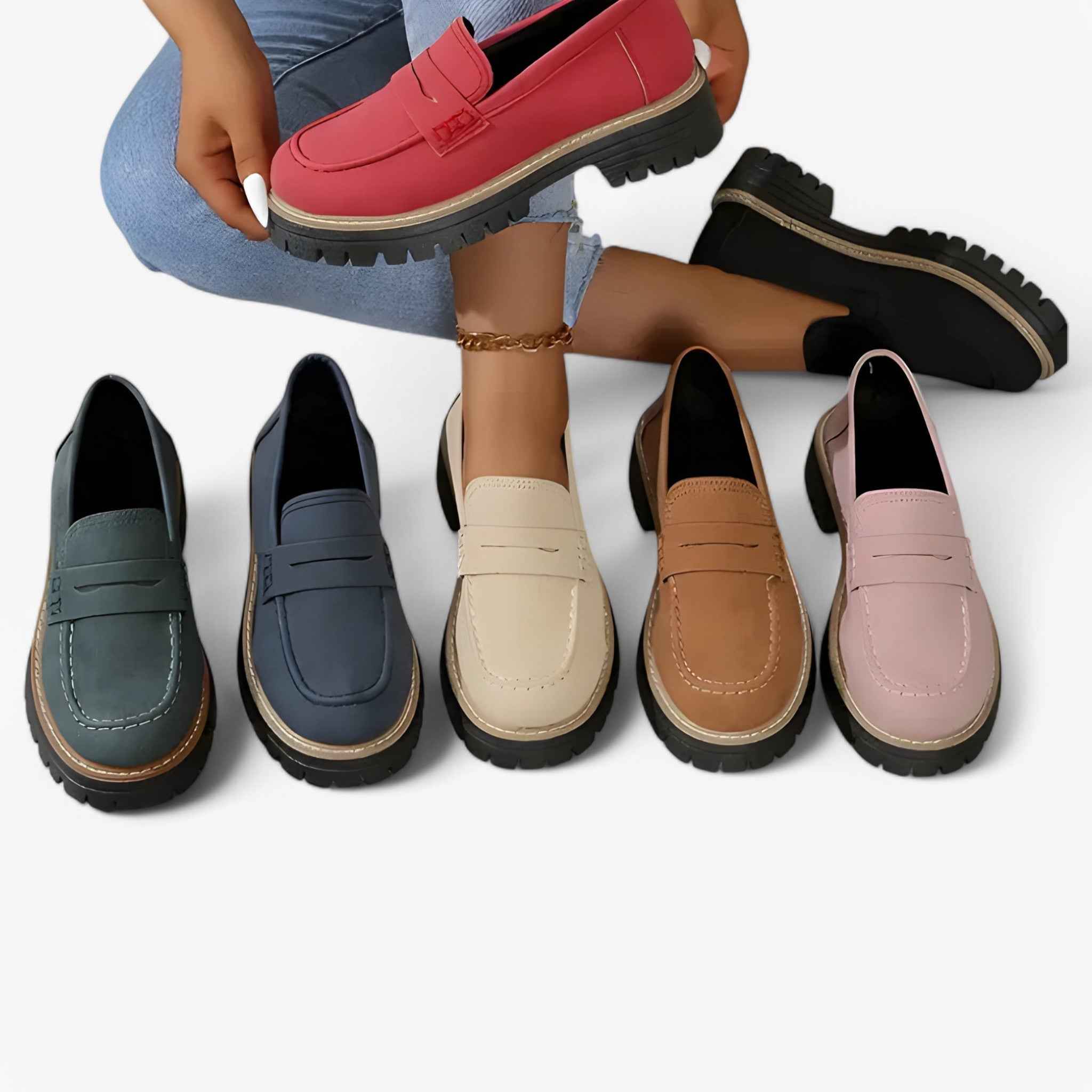 Loafers : Mocassins Tykkede Femme en Cuir Noir - Confortables et Élégants dans de Marche Lino