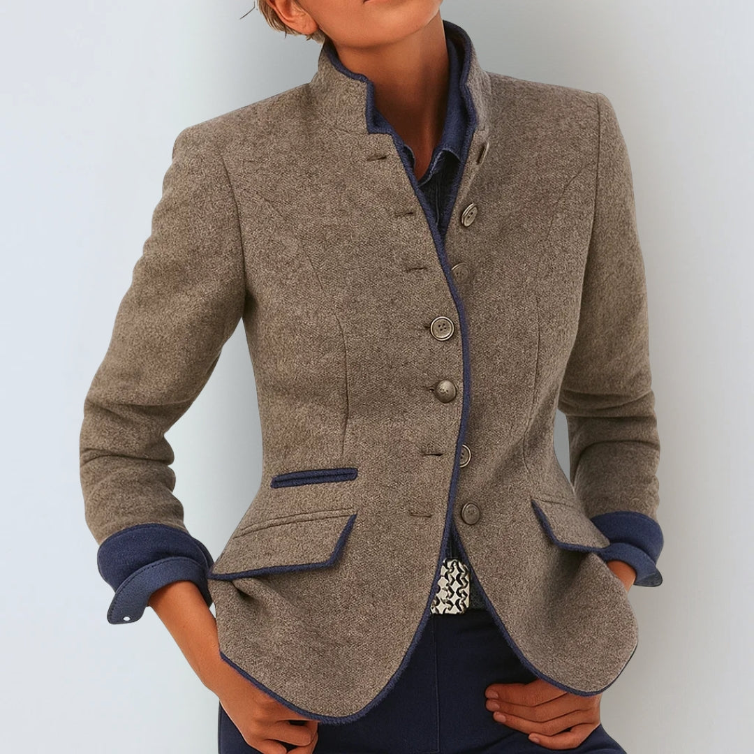 Cardigans pour femmes : Cardigan Élégant à Col Montant pour Femme dans Marron S de Marche Lino